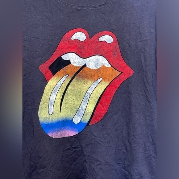 H&M Women's Casual The Rolling Stones Logo Gray Short Sleeve T-Shirt Top Small - Picture 9 of 11